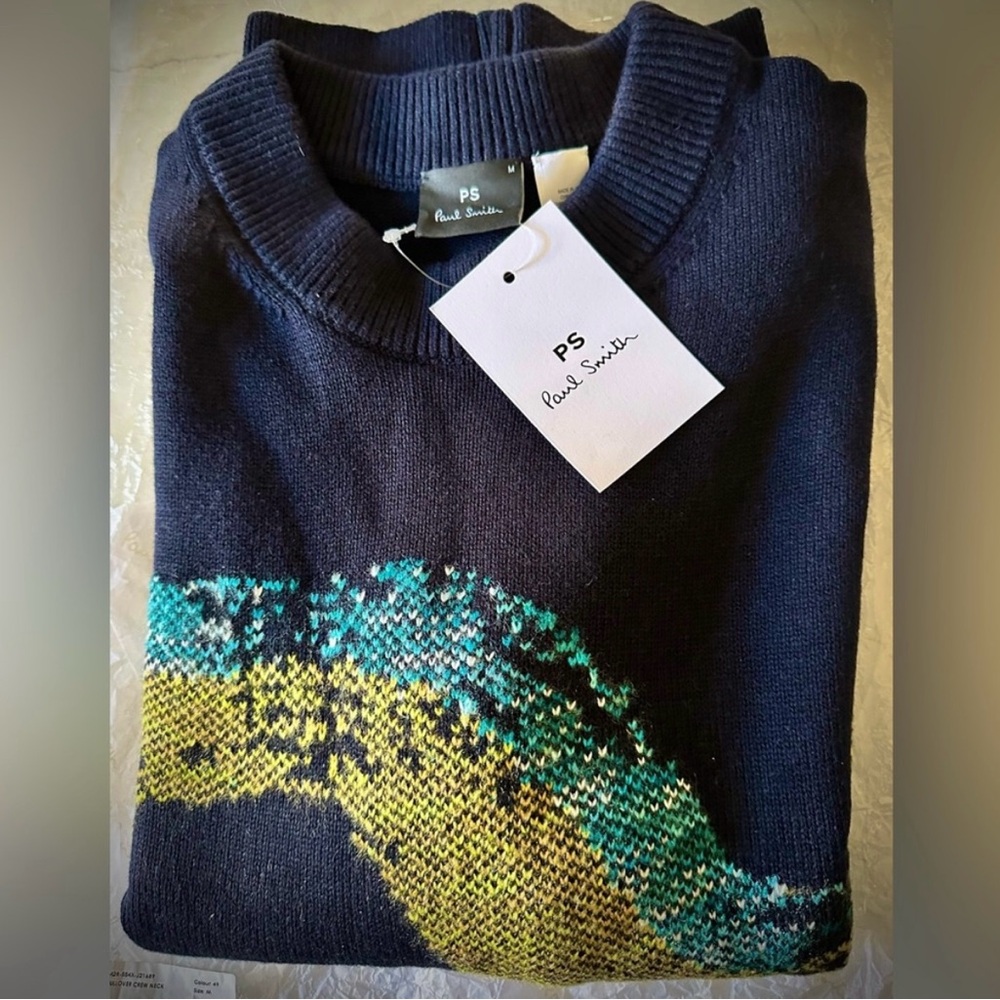 Paul Smith Men's Sweater with Green and Yellow Pattern